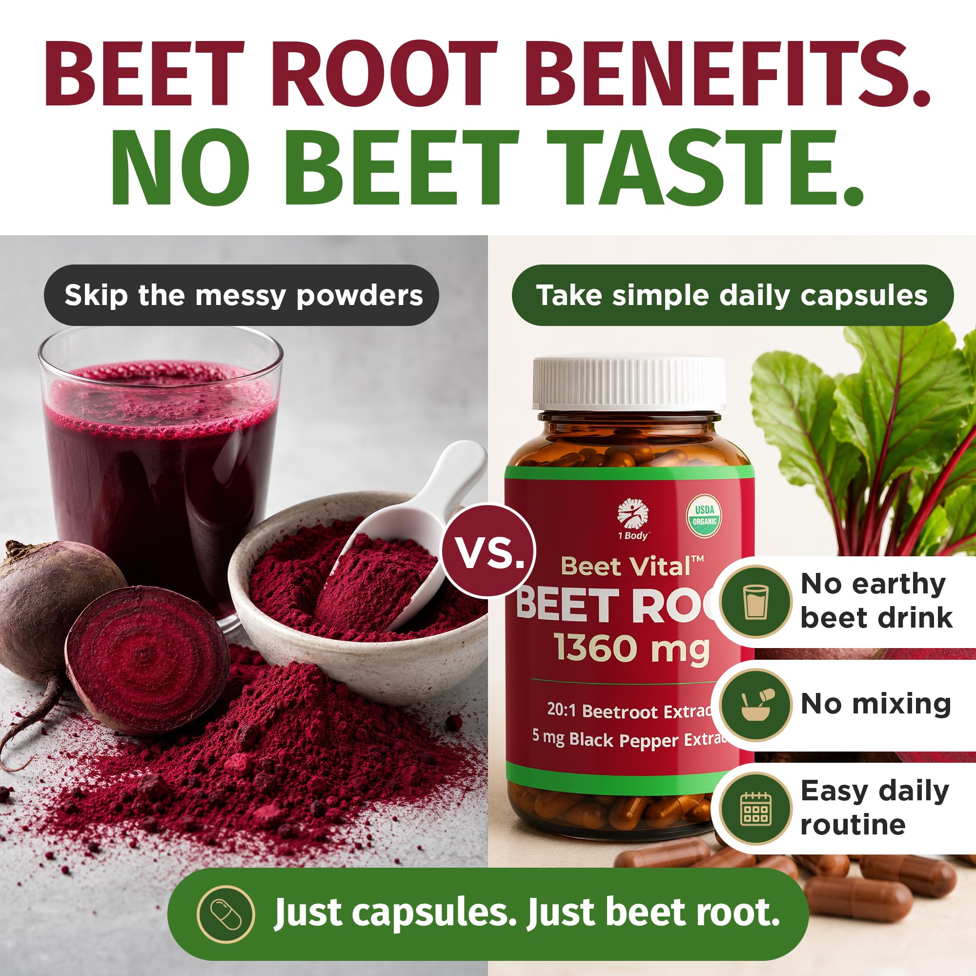 Body Beet Vital etiqueta con lista de ingredientes, transparencia y origen orgánico