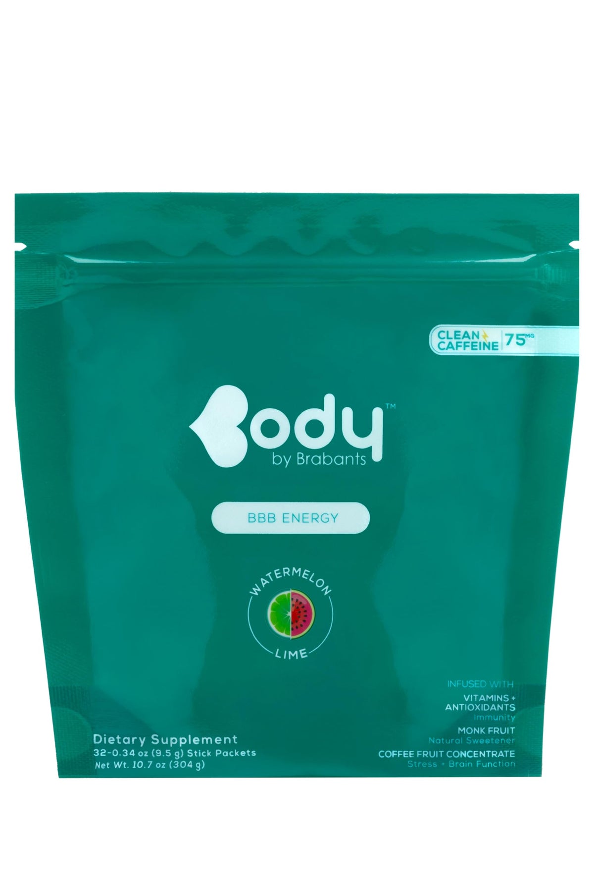 Body By Brabants frasco frente mostrando etiqueta y beneficios visibles