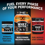 Body Fortress envase junto a mano para referencia de tamaño