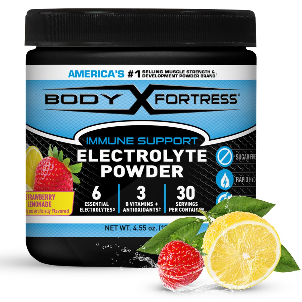Body Fortress envase frontal Strawberry Lemonade mostrando rótulo claro