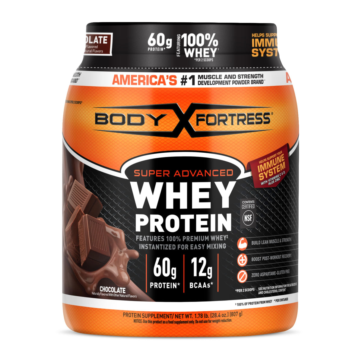 Body Fortress envase frontal chocolate mostrando diseño y conveniencia