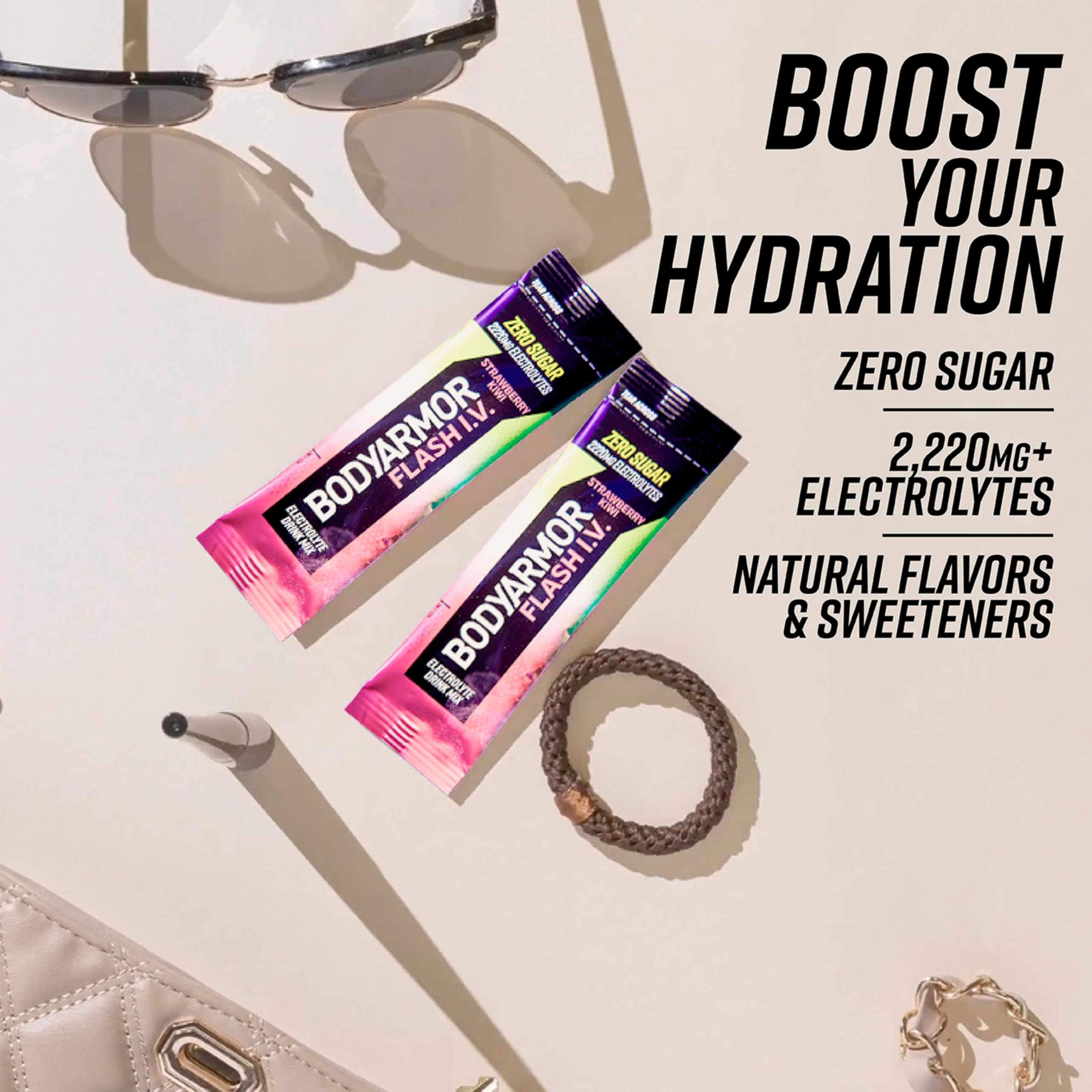 BODYARMOR mezcla en botella deportiva demostrando hidratación en uso