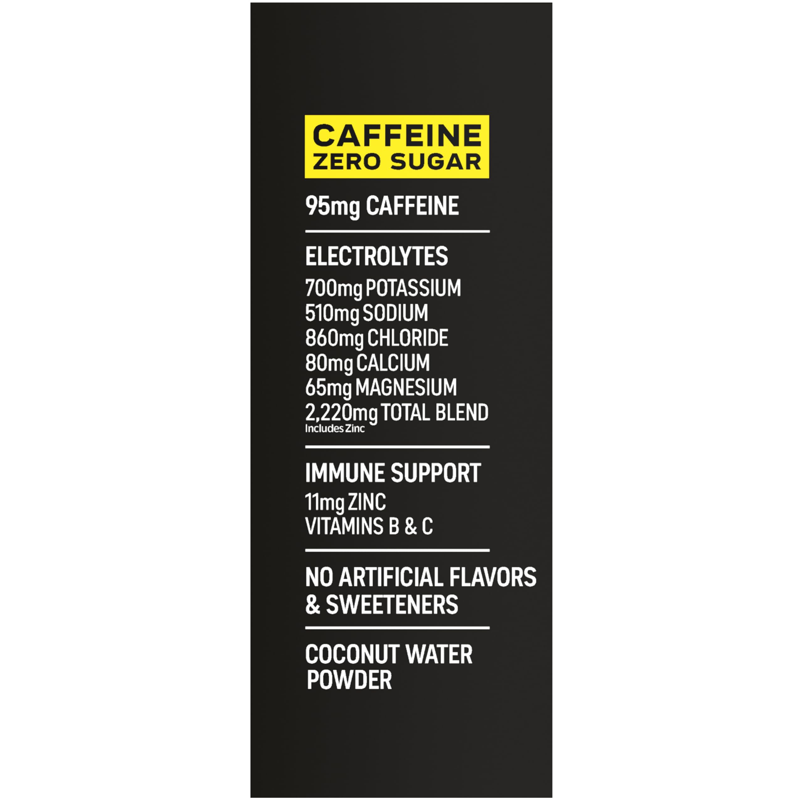 BODYARMOR etiqueta con lista de ingredientes y información nutricional clara y transparente