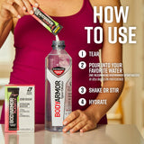 BODYARMOR polvo en primer plano que muestra textura y disolución rápida