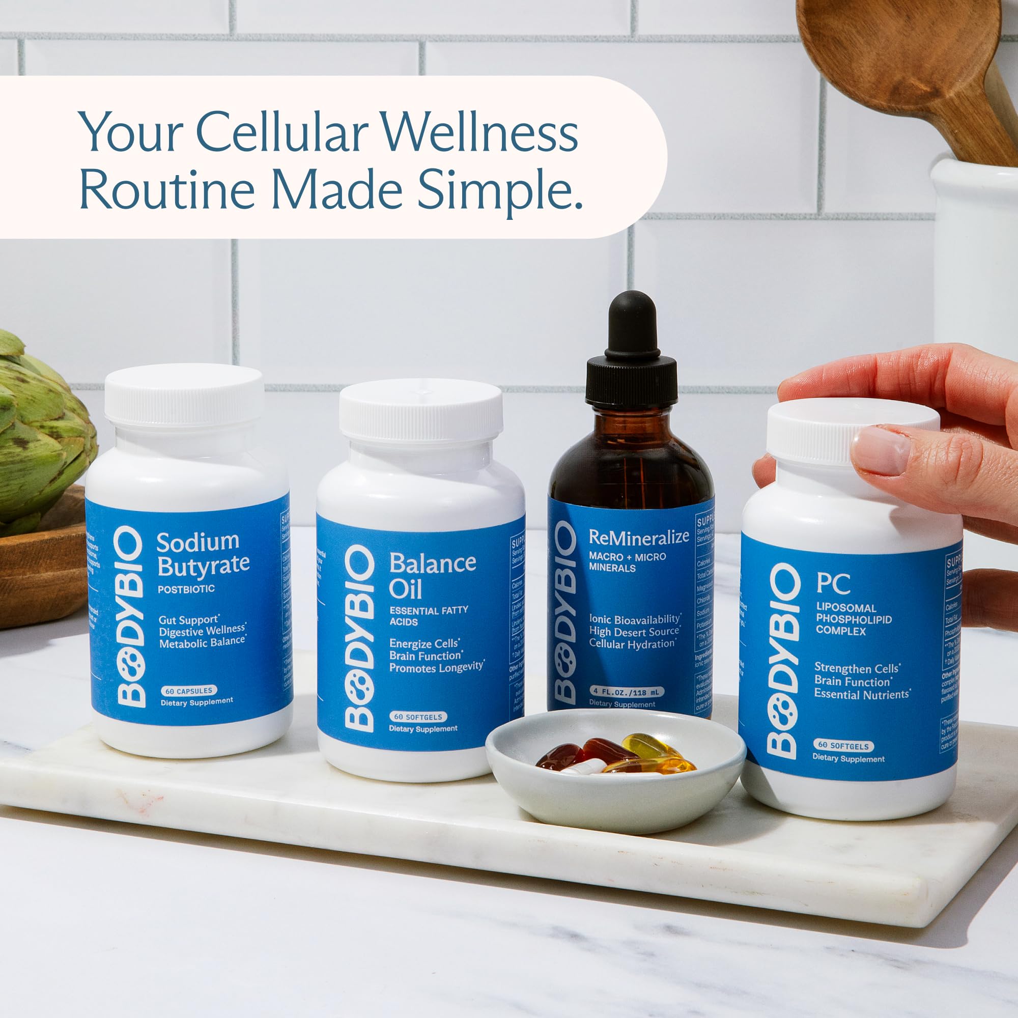 BodyBio Balance Oil caja con sello de lote y certificado que indica control de calidad