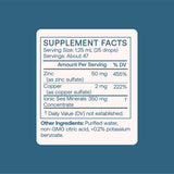 BodyBio Liquid Zinc en vaso mezclado con agua para consumo fácil y sin residuos