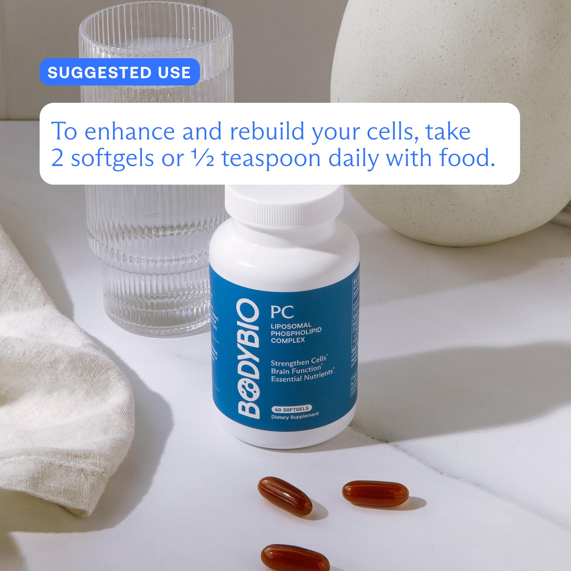 BodyBio etiqueta con información nutricional clara y prueba de calidad