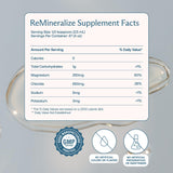 Etiqueta BodyBio ReMineralize con lista de minerales traza y beneficios