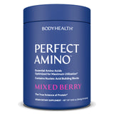BodyHealth frasco frontal mostrando etiqueta y sabor Mixed Berry, beneficio claridad de uso