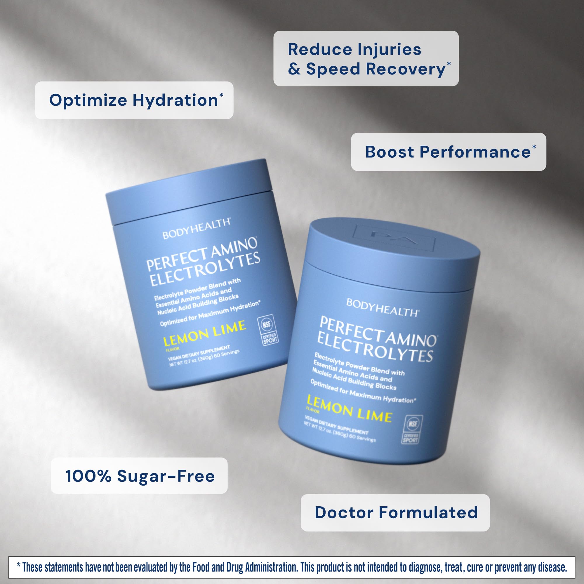 BodyHealth vaso con mezcla limón-lima listo para beber, hidratación inmediata