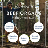 BodyHealth listado de órganos grass-fed y origen en pasturas certificadas
