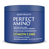 BodyHealth envase frontal de PerfectAmino mostrando sabor limón lima y beneficios