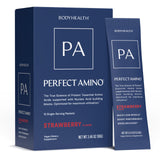 BodyHealth empaque frontal de PerfectAmino mostrando información clara y beneficios