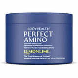 BodyHealth PerfectAmino frente del envase mostrando etiqueta y sabor limón-lima, claridad de uso