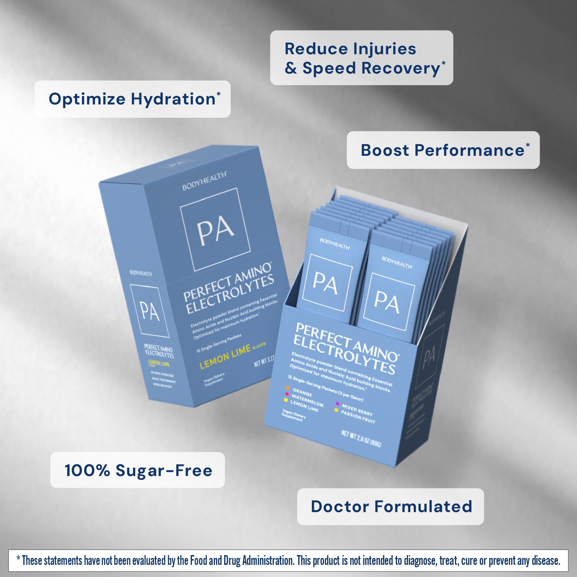 BodyHealth textura de polvo cercano que muestra mezcla fina y fácil disolución