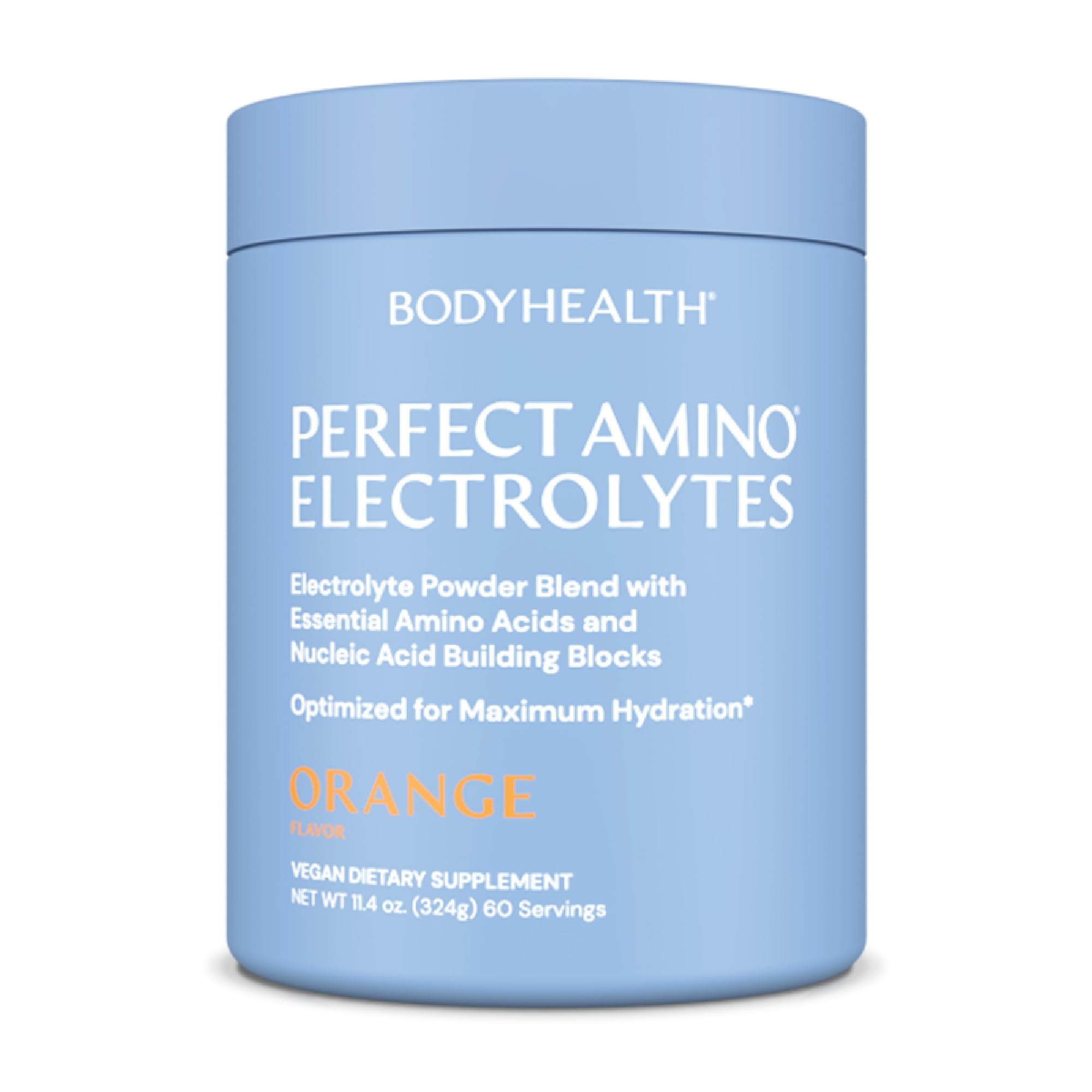 BodyHealth presentación frontal del envase naranja que muestra 60 porciones y beneficios