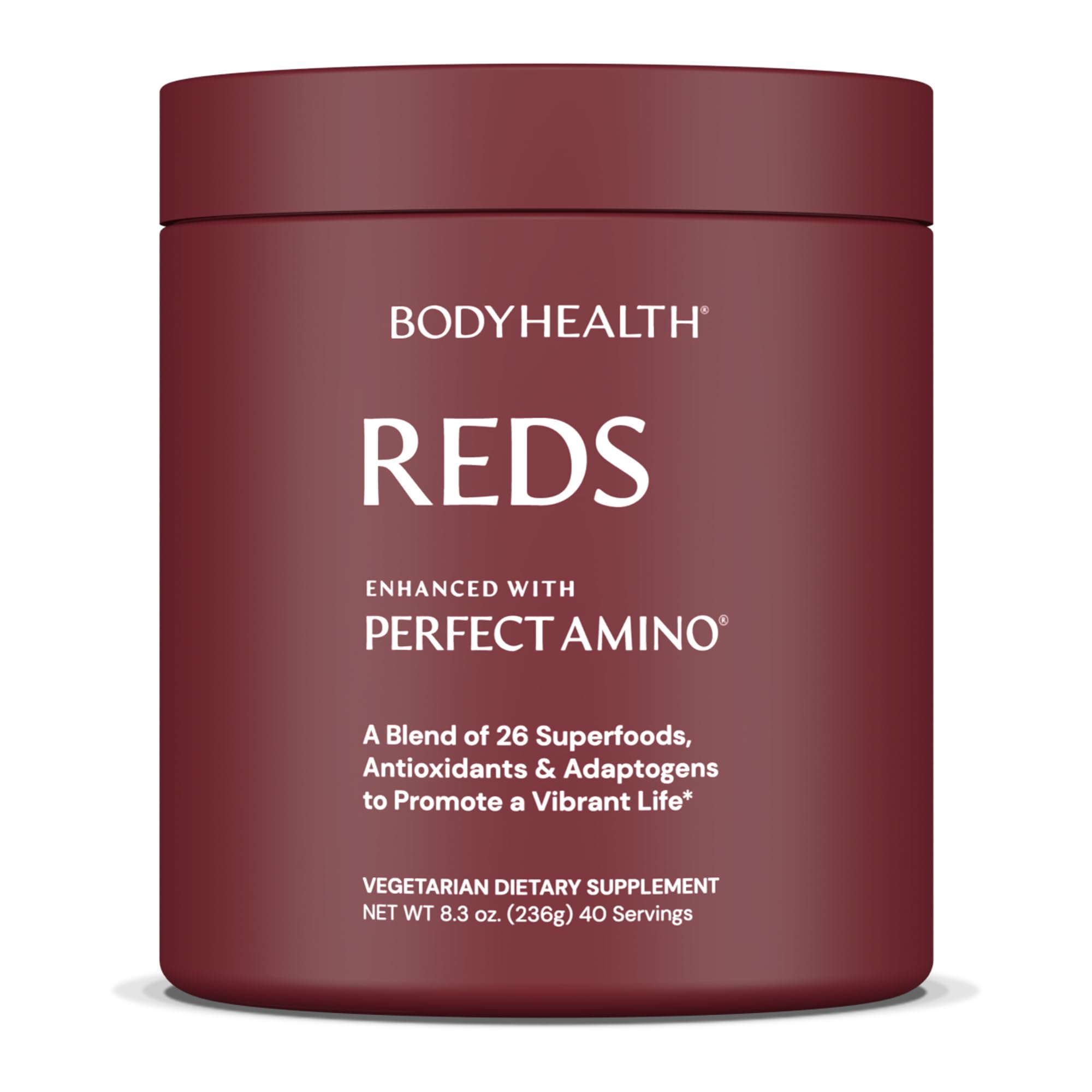 BodyHealth empaque frontal que destaca ingredientes y beneficios para energía