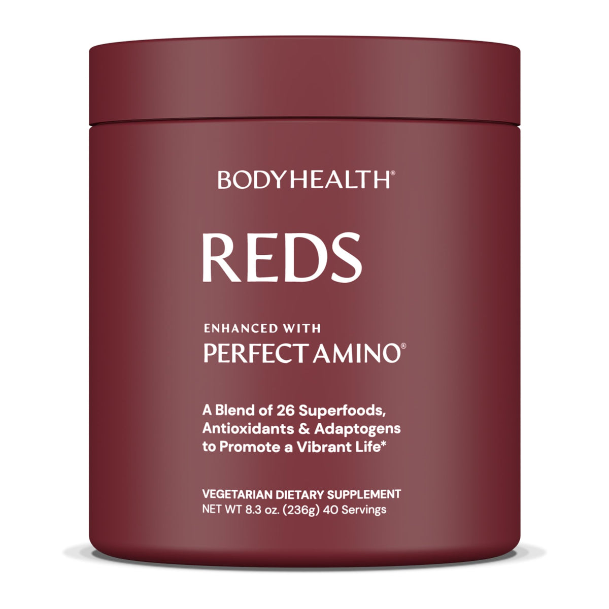 BodyHealth empaque frontal que destaca ingredientes y beneficios para energía
