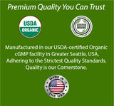 Etiqueta Bodymune con sellos USDA Organic y cGMP para confianza