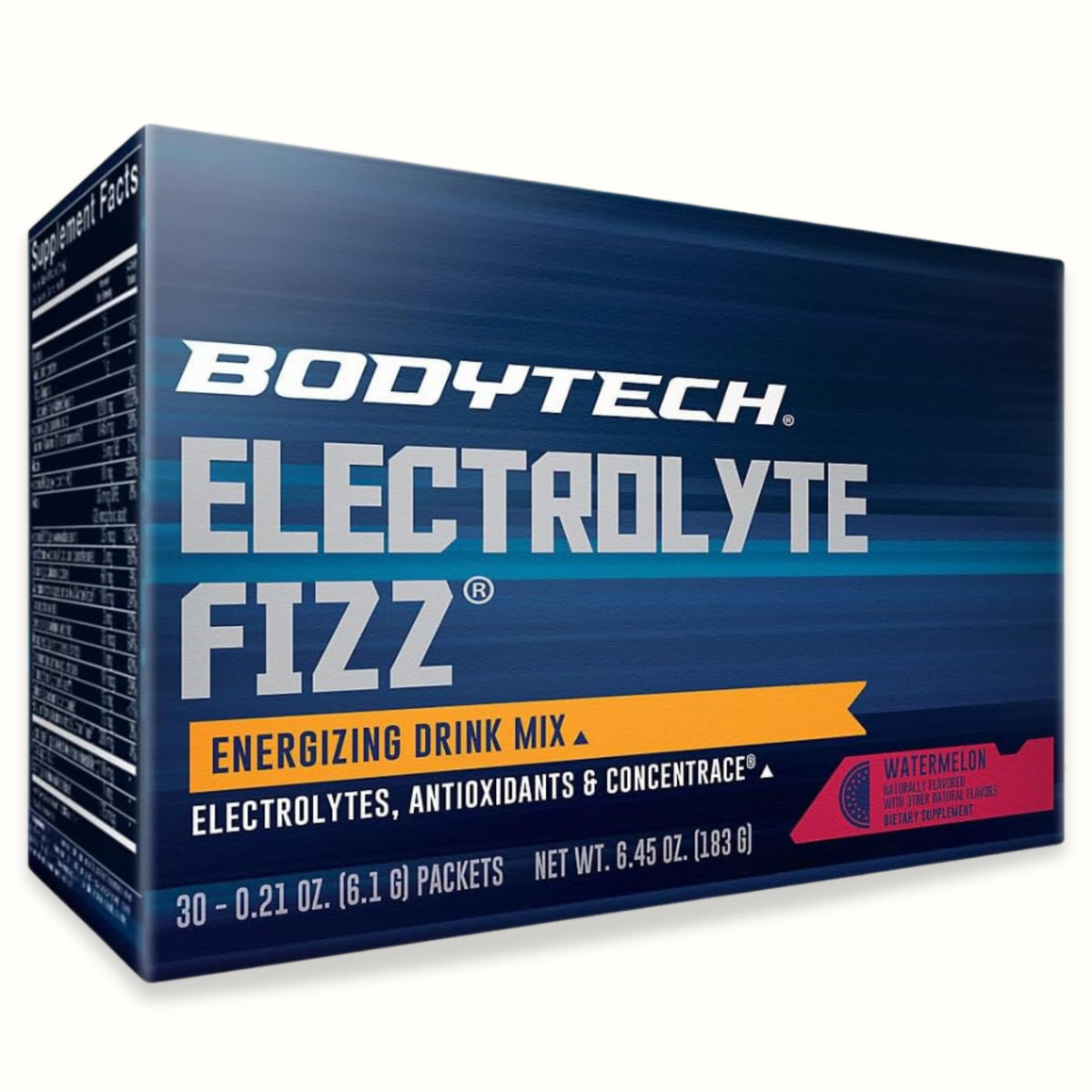 BodyTech frente del empaque Watermelon mostrando 30 sobres y beneficio práctico