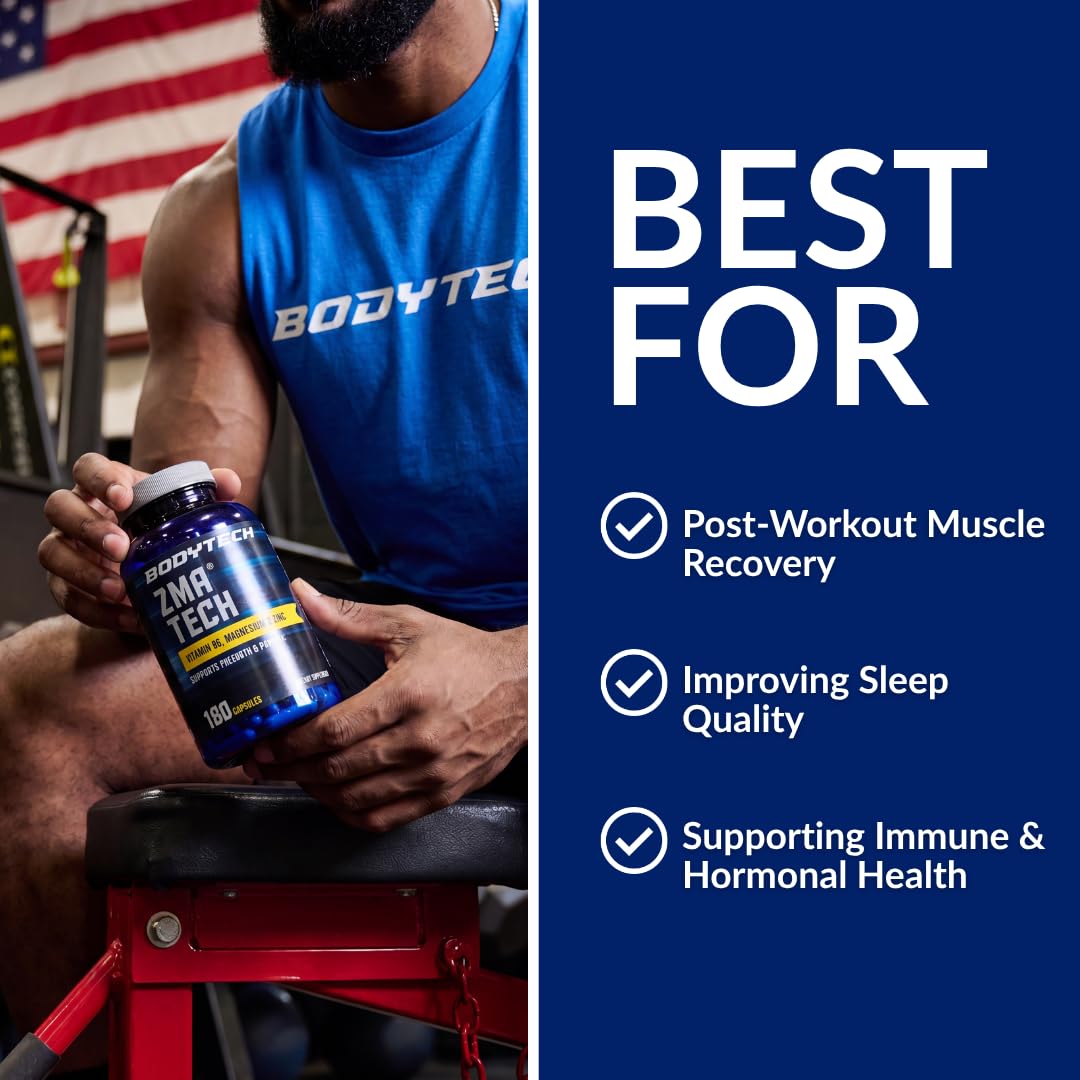 BodyTech ZMA Tech en bolsa de gimnasio mostrando conveniencia para deportistas