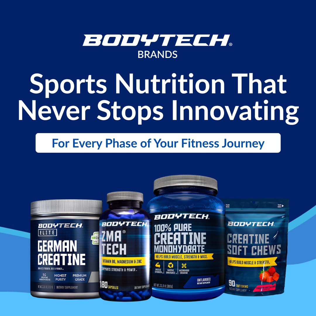 Envase BodyTech ZMA Tech abierto con cápsulas visibles para ver el contenido