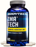 BodyTech ZMA Tech frontal del frasco mostrando el envase y beneficio de suministro prolongado