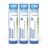 Boiron Antimonium Tartaricum frasco frontal mostrando etiqueta y beneficios