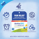 Boiron Arnica Montana detalle de la etiqueta con instrucciones y concentración 30C