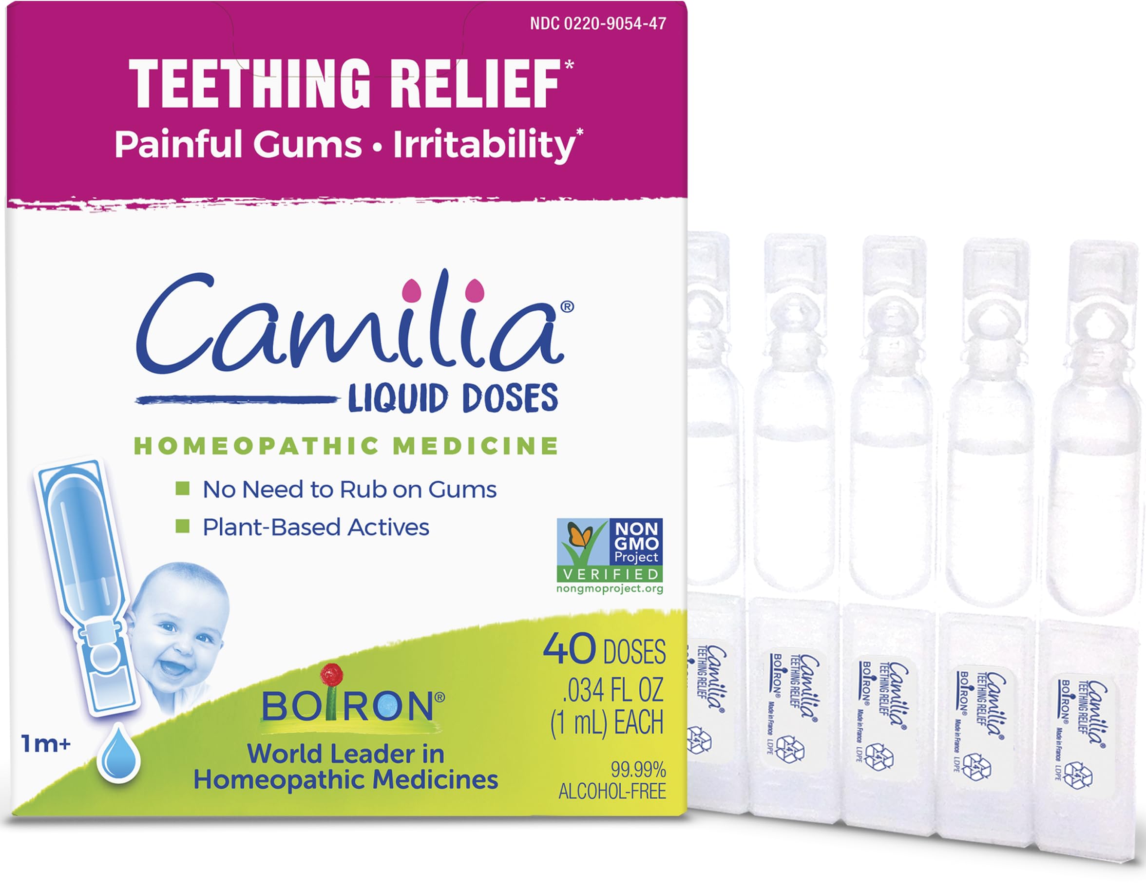 Boiron Camilia frente del embalaje mostrando 8 paquetes y claridad del producto