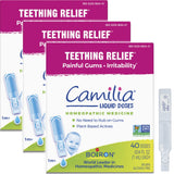 Boiron Camilia pack frontal mostrando tres frascos, práctico y portátil