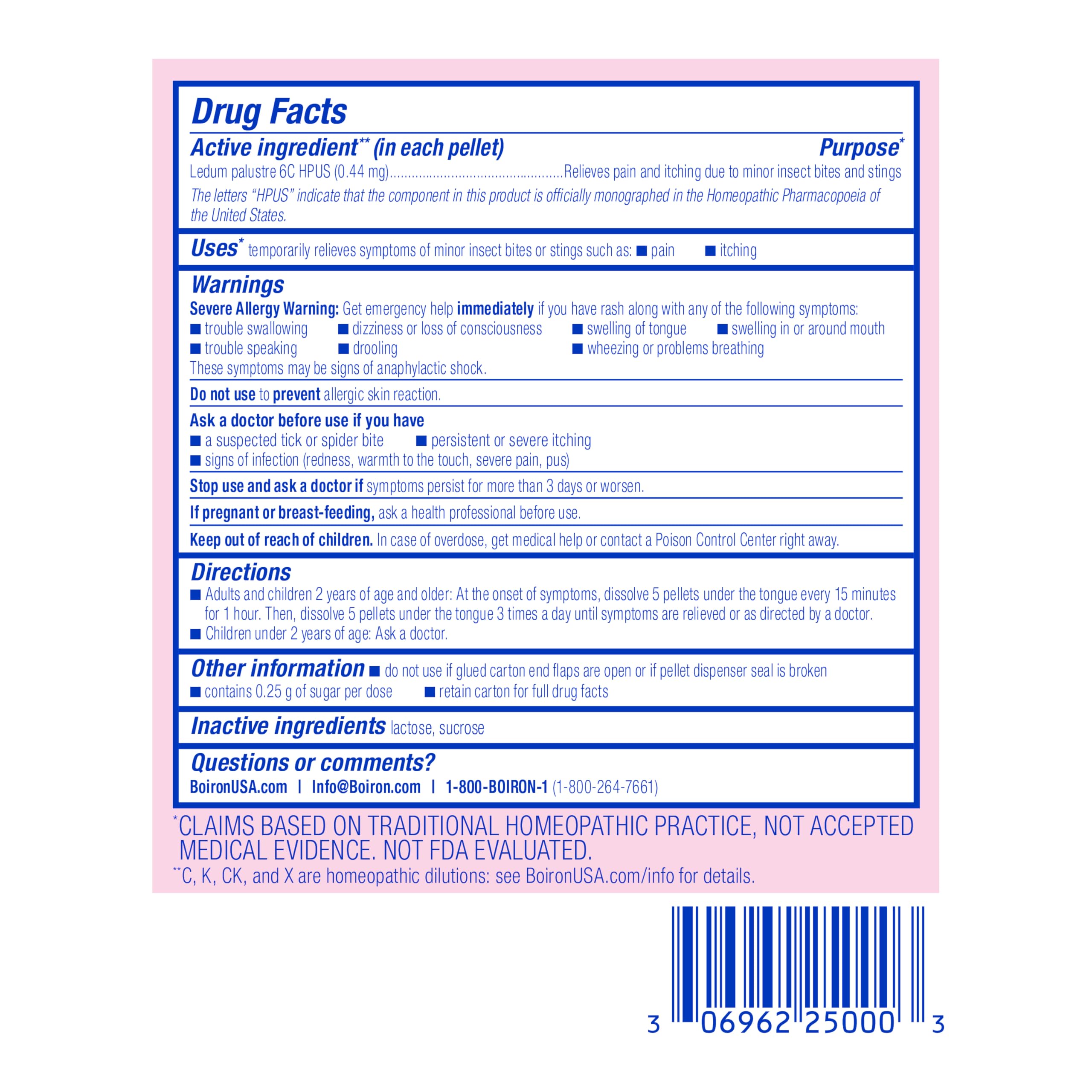 Boiron Ledum palustre etiqueta de ingredientes y calidad Boiron