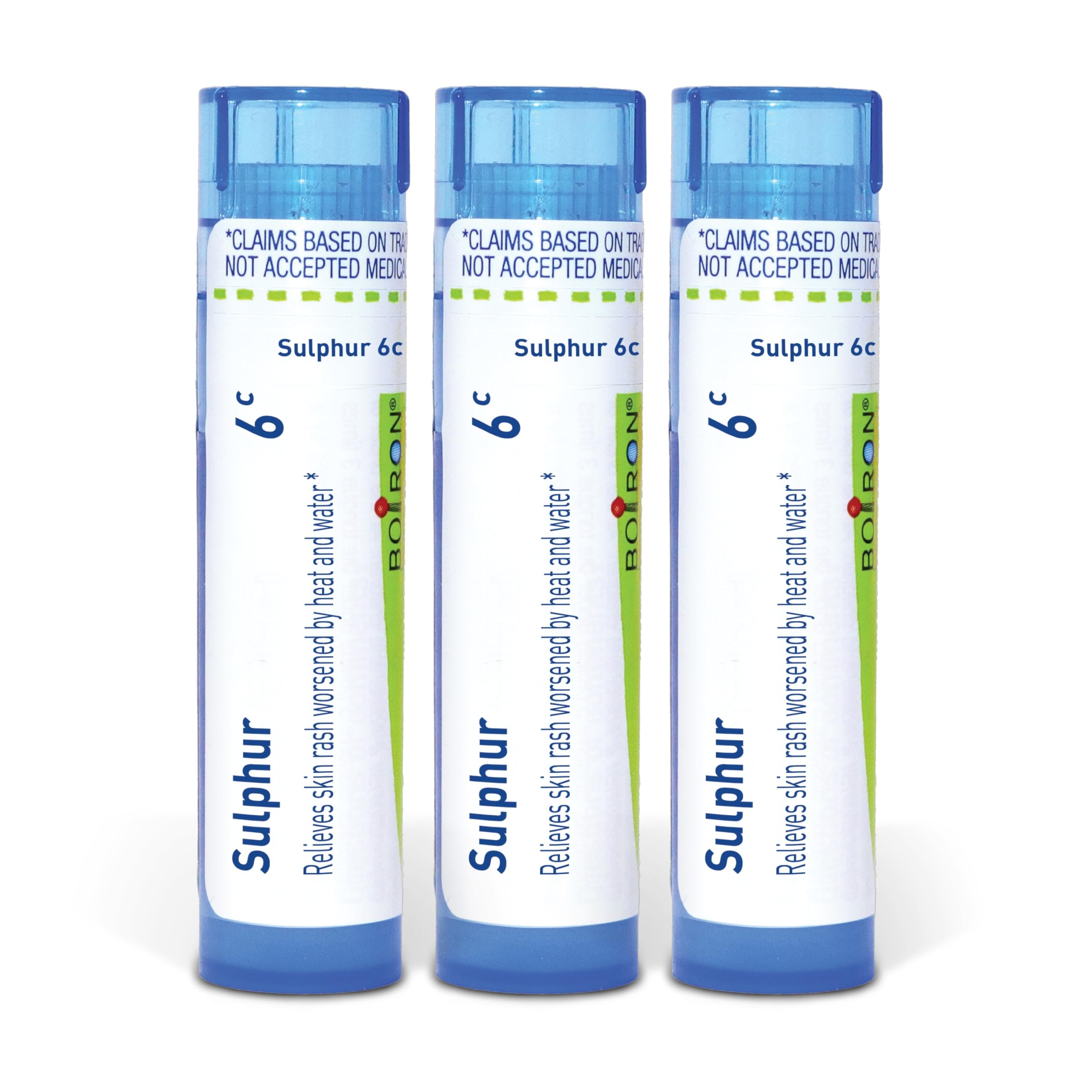 Boiron Sulphur 6C vista frontal, envase portátil y práctico