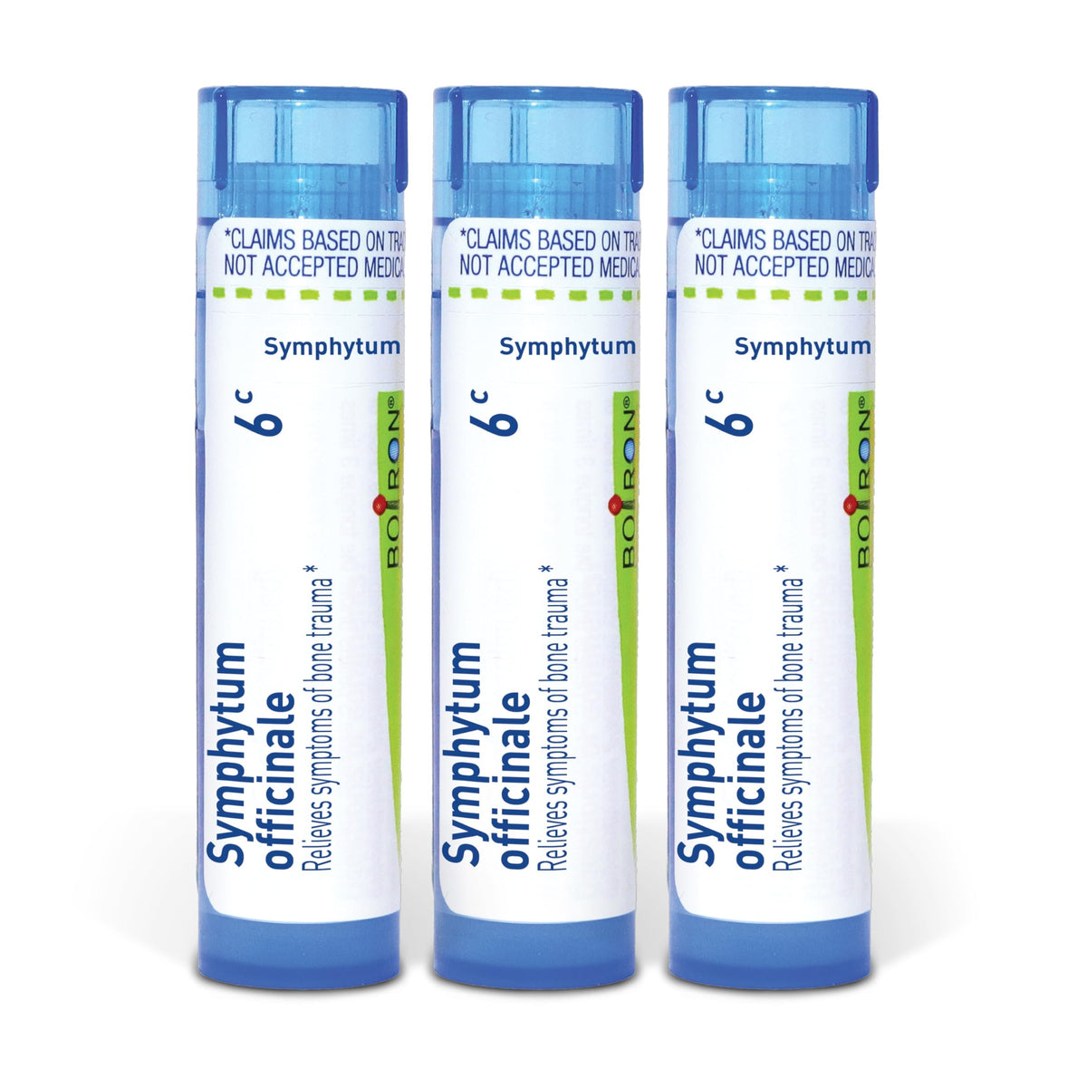 Boiron Symphytum frente del tubo mostrando el envase práctico y portátil