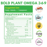 Bold Botanica etiqueta con datos nutricionales y certificaciones