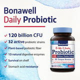 Bonawell polvo y probióticos en mano que ilustra textura estable