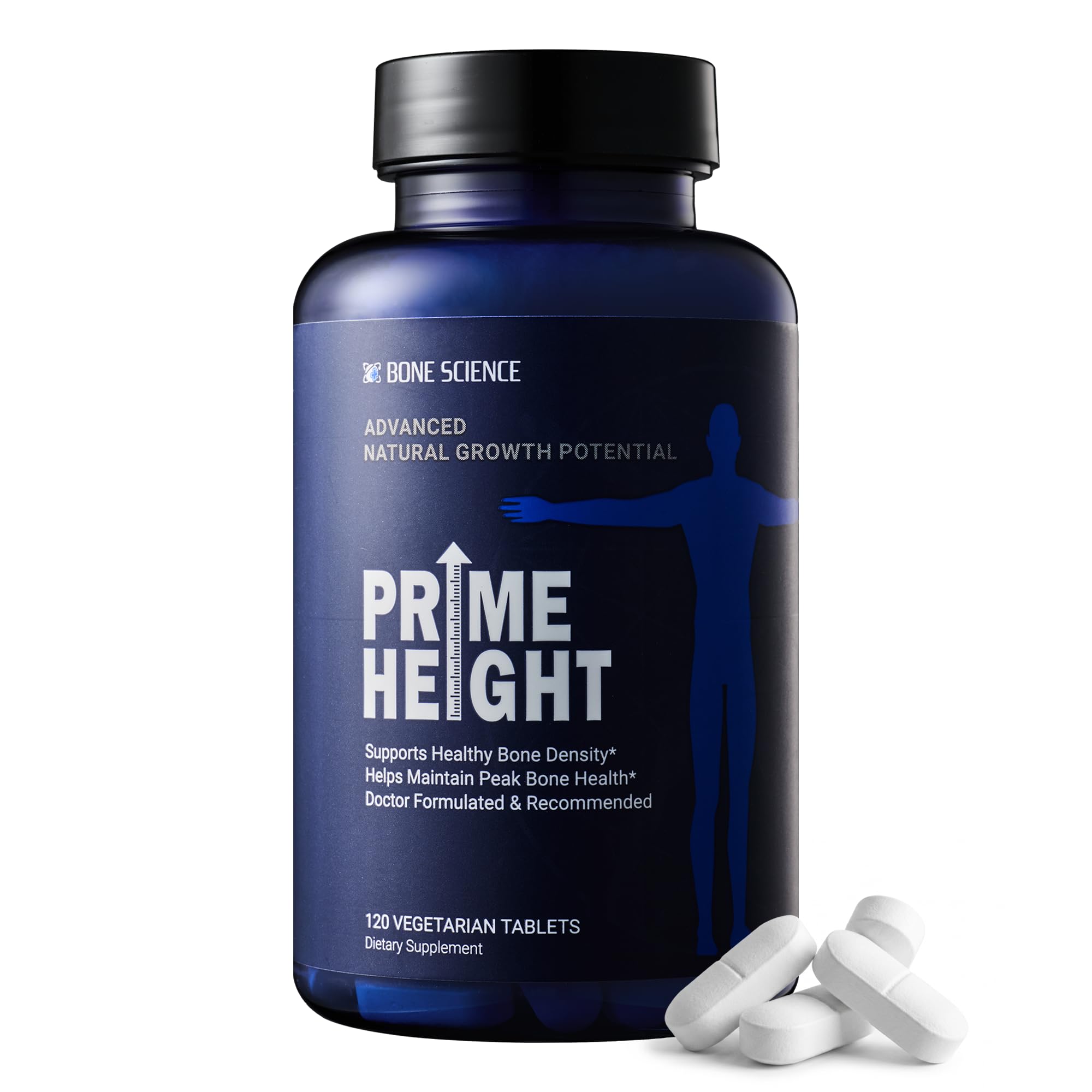 BONE SCIENCE bote frontal mostrando Primeheight y claridad del producto