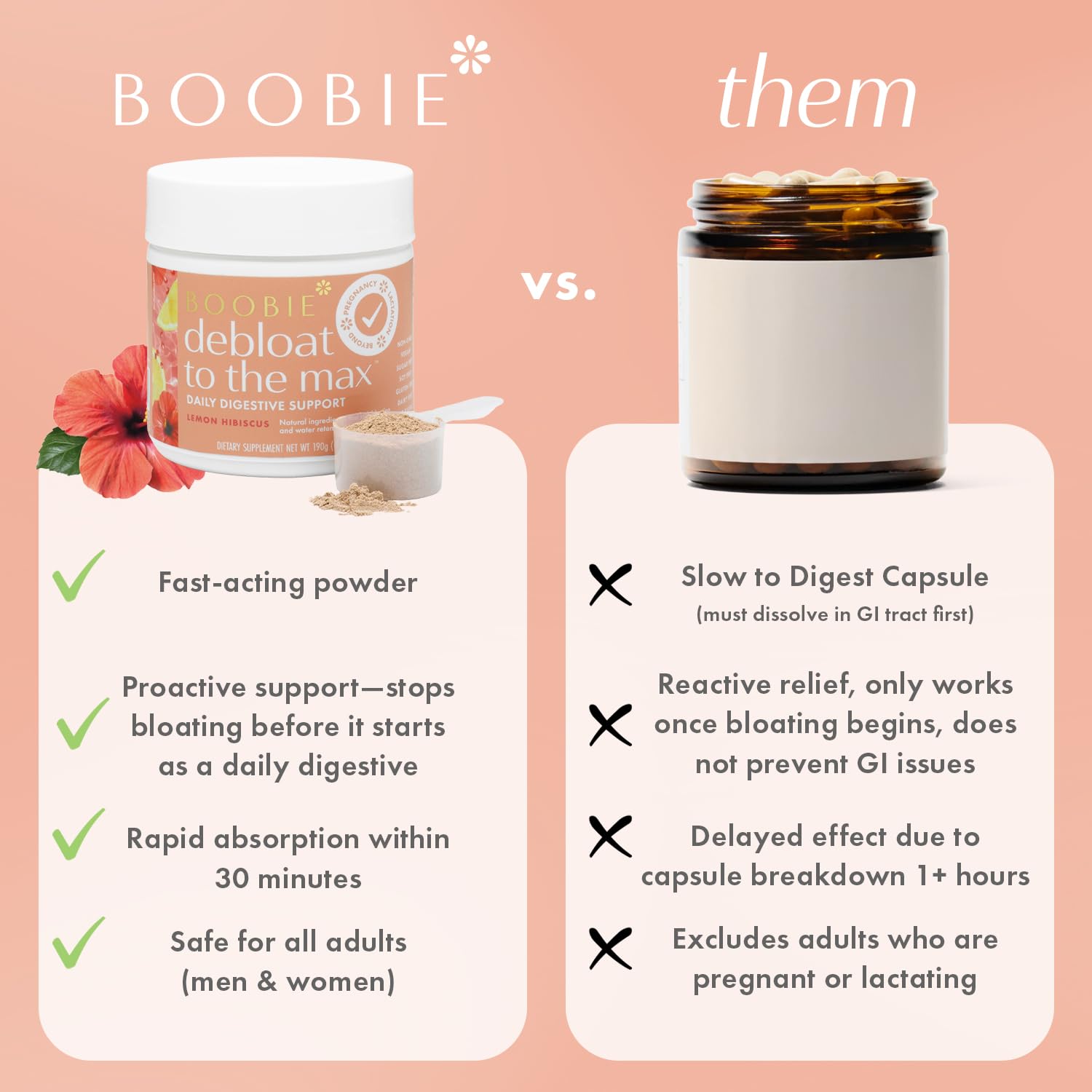 Boobie Brands bote abierto con vista superior y formato de 40 porciones