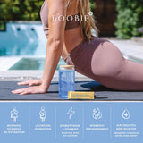 Boobie Brands etiqueta con ingredientes y sellos vegano y sin gluten