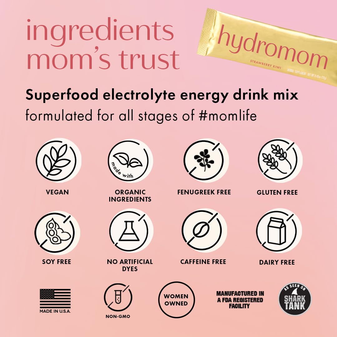 Boobie Hydromom etiqueta con ingredientes y superalimentos, confianza