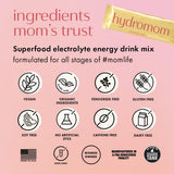 Boobie Hydromom etiqueta con ingredientes y superalimentos, confianza