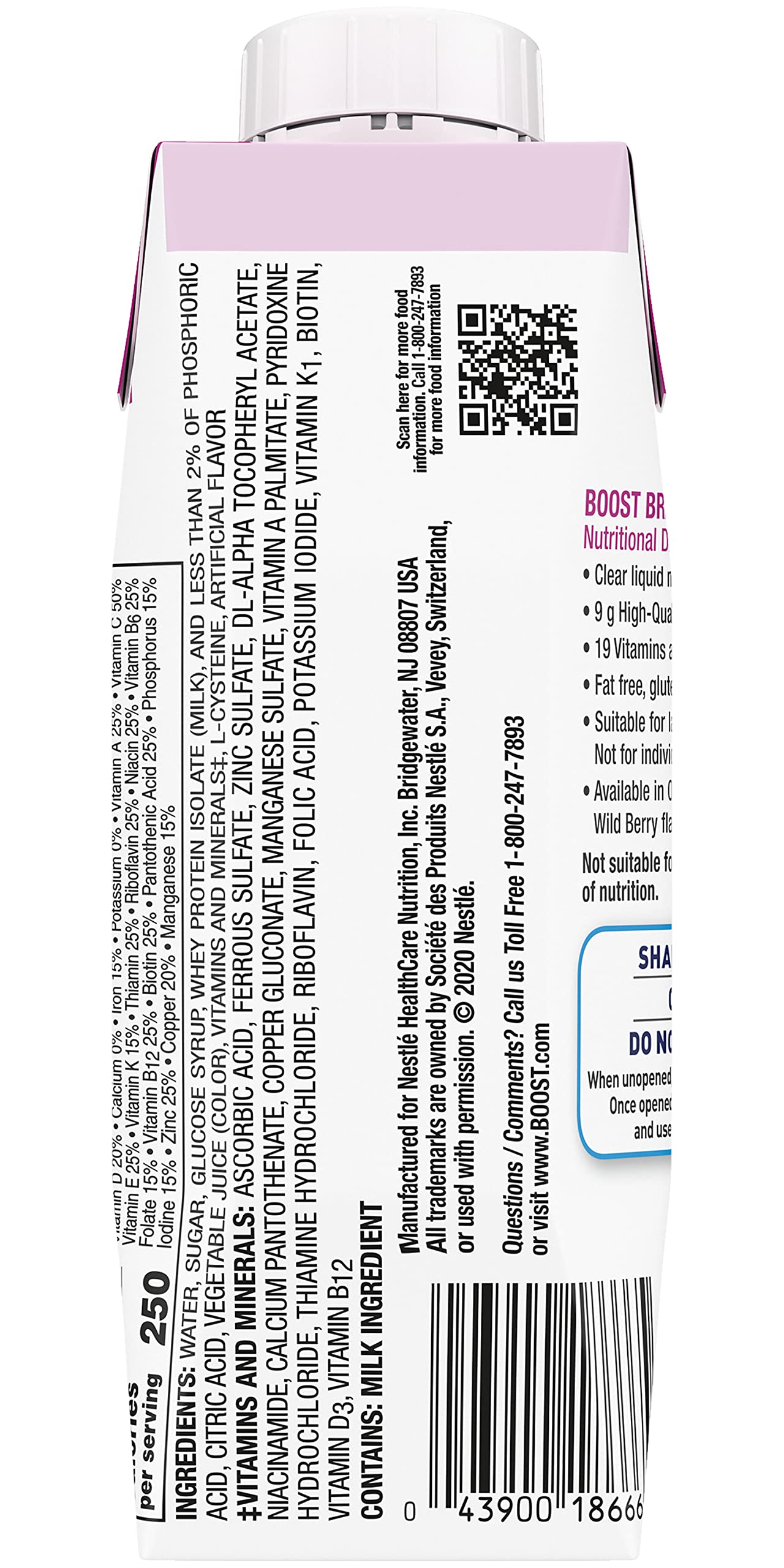 BOOST Breeze comparación de tamaño 8 fl oz, porciones individuales útiles