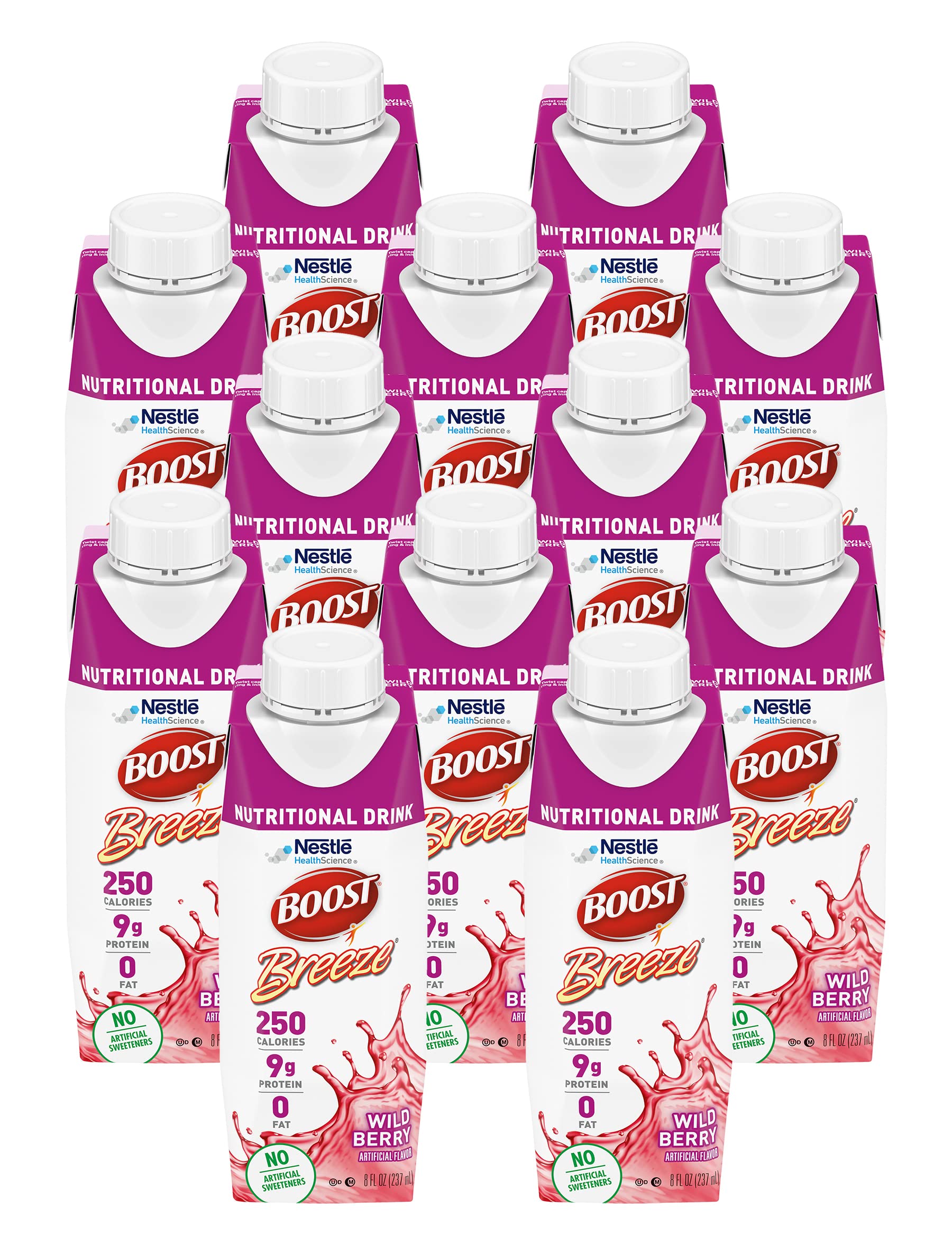 BOOST Breeze Wildberry frente del envase, bebida práctica y nutritiva