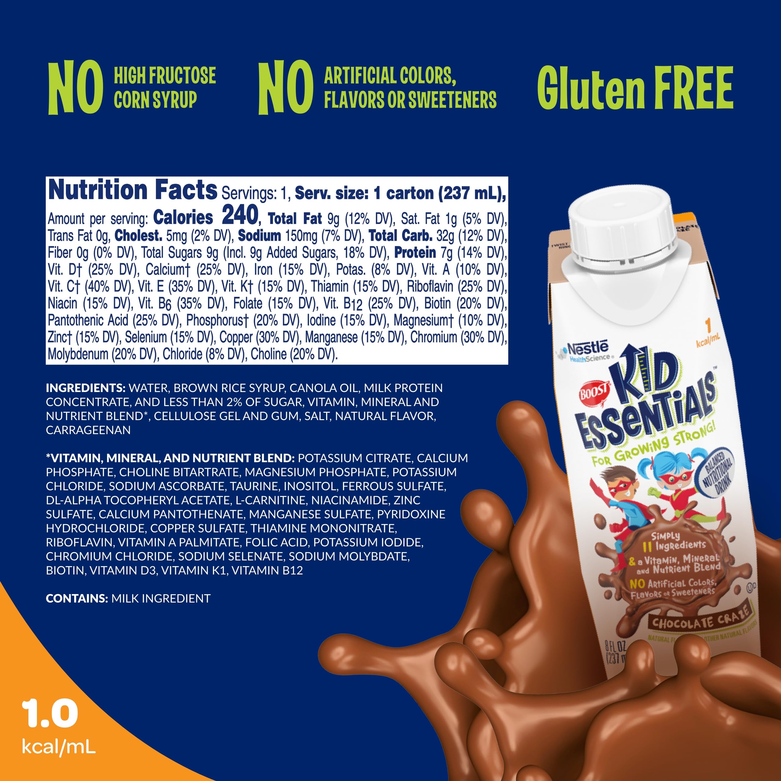 BOOST detalle de etiqueta nutricional con vitaminas y minerales para claridad familiar