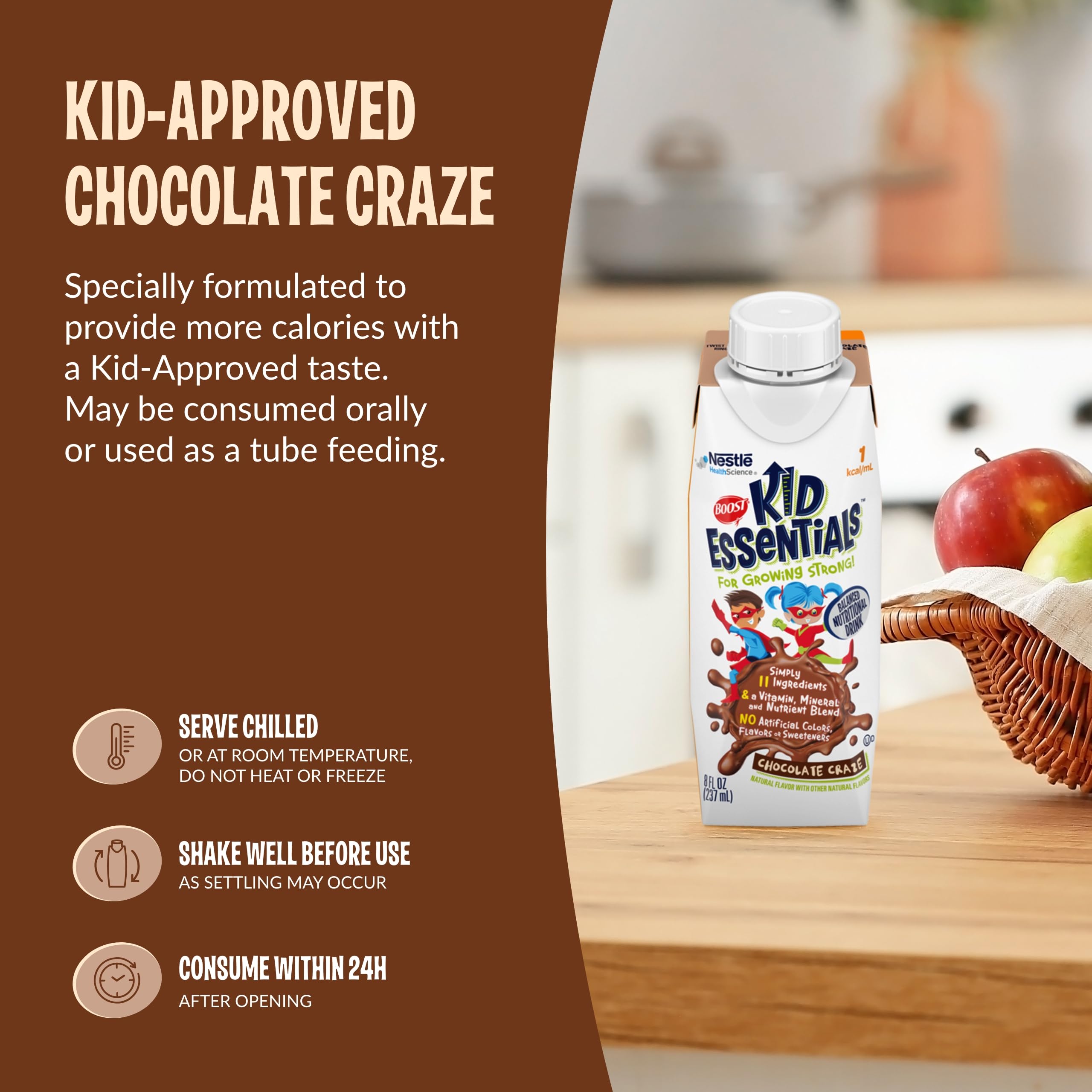 BOOST en uso durante merienda de niño mostrando aceptación y consumo fácil