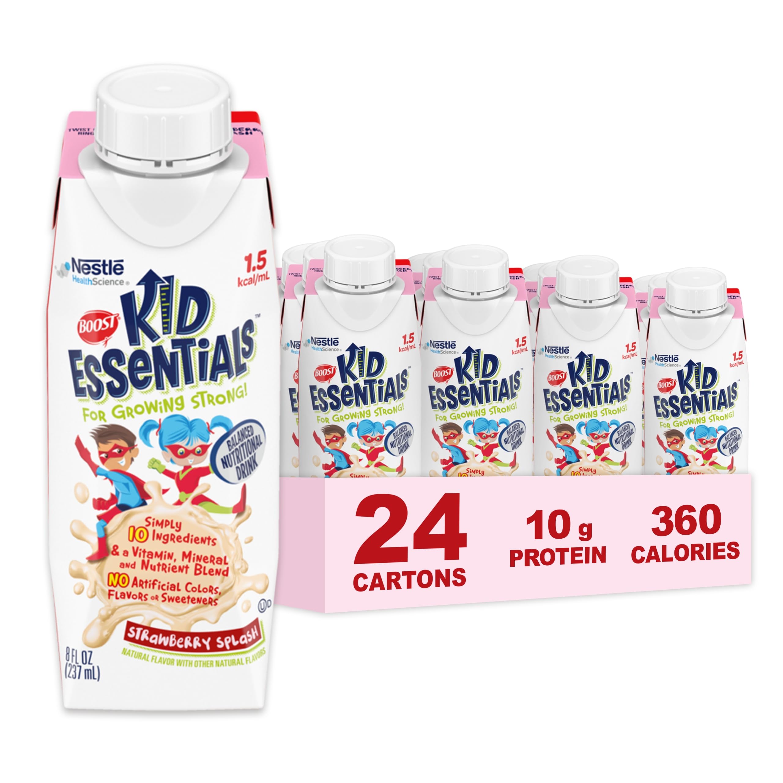 BOOST frente del pack mostrando sabor Strawberry Splash y conveniencia
