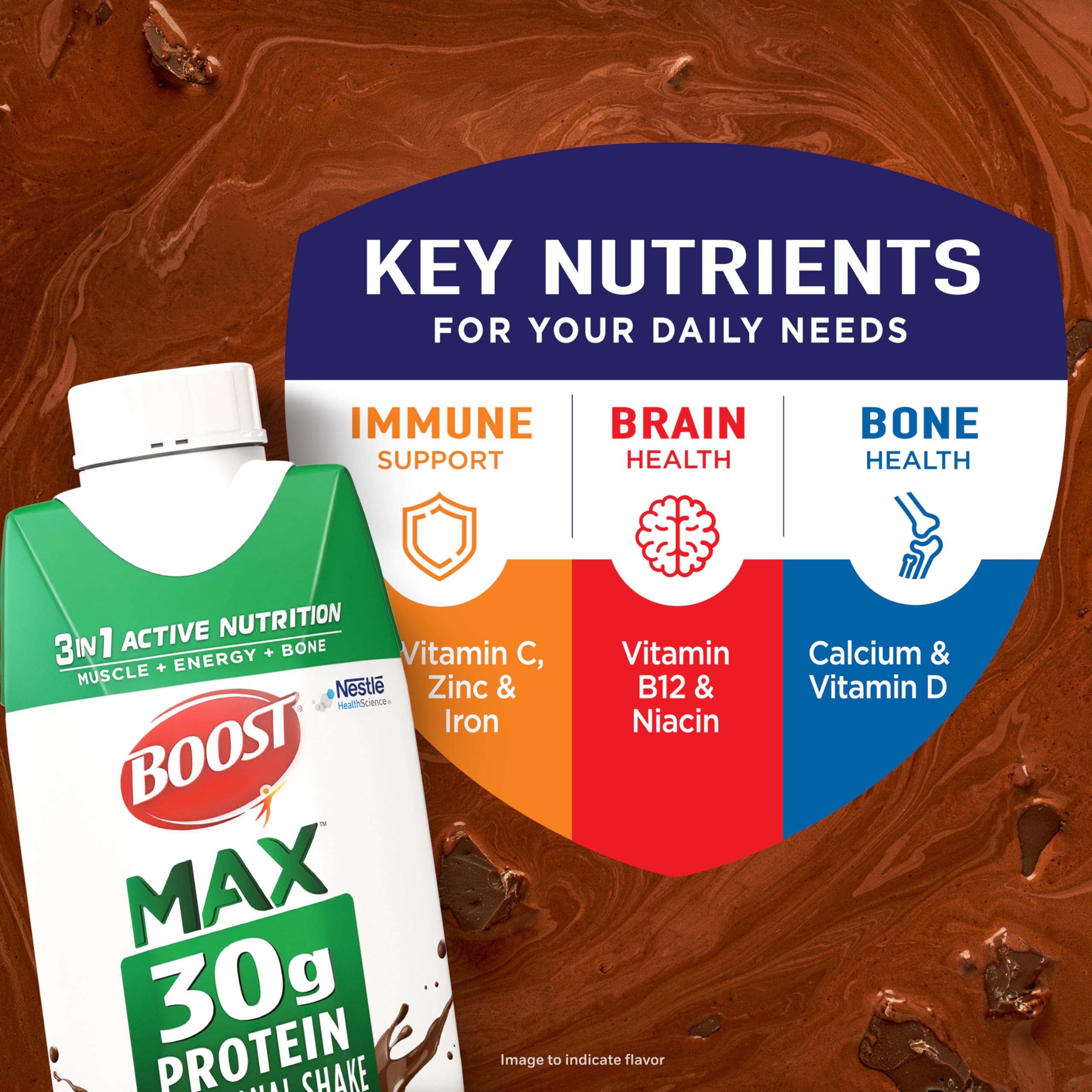 BOOST vertido de batido BOOST MAX chocolate para apreciar textura y cremosidad