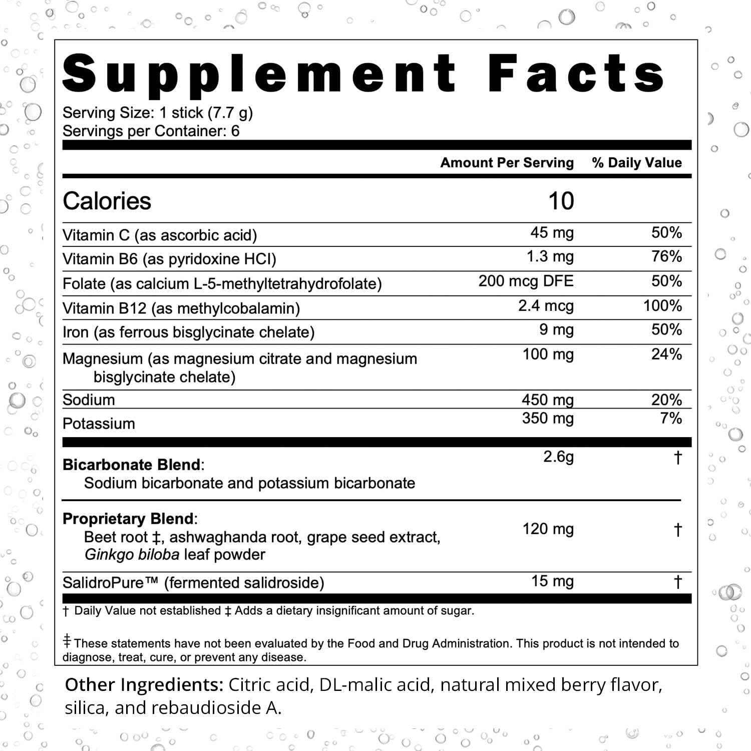 Boost Oxygen etiqueta nutricional en closeup para ver ingredientes