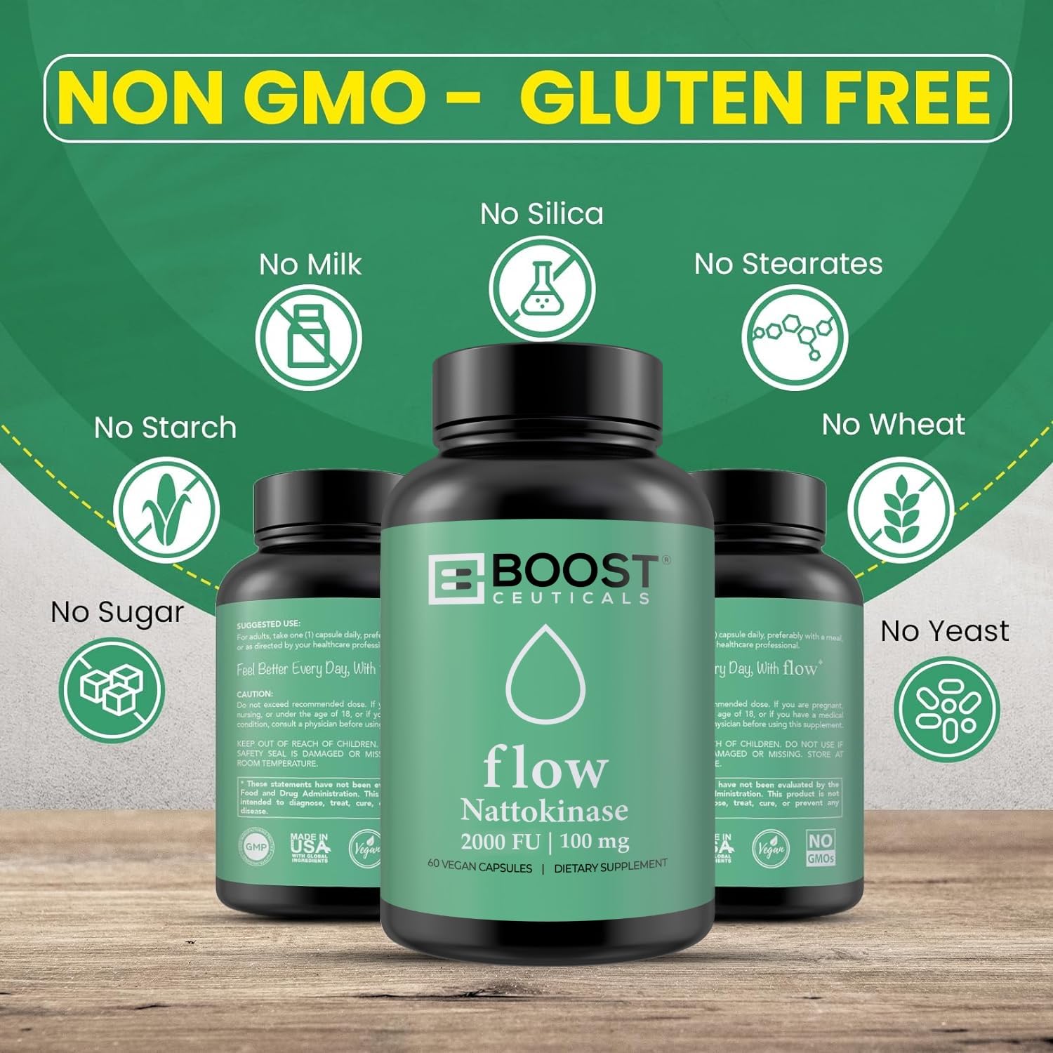 BoostCeuticals etiqueta con información nutricional y control GMP claro