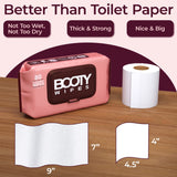 BOOTY WIPES comparación tamaño con mano, amplia cobertura práctica